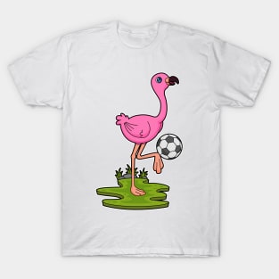 Flamingo as Soccer player with Soccer T-Shirt